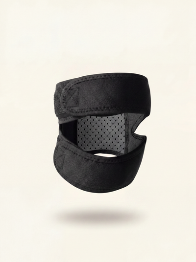 RESFIT Dual Knee Strap Patella Support black product alternate angle on warm off-white studio background
