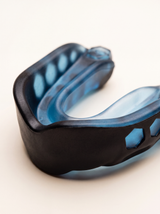 RESFIT Mouth Guard Pro macro blue gel bite channel detail